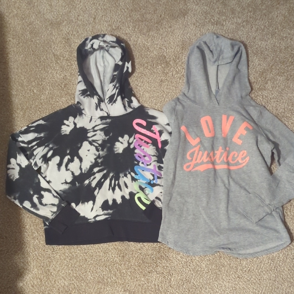 Justice Kids' Black Tie-Dye and Gray Hoodies
